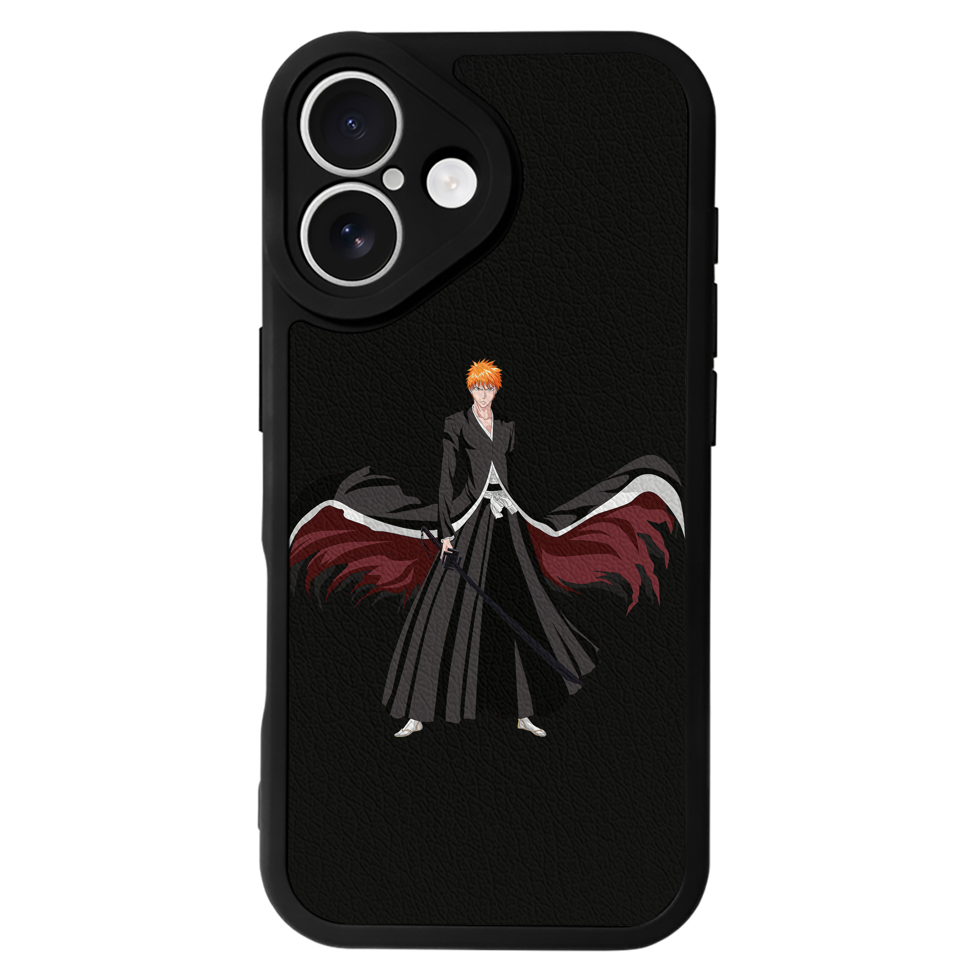 （画像用） ブリーチ 黒崎一護（くろさき いちご）BLEACH Kurosaki Ichigo 【iPhone 16シリーズ対応】シリコンスマホケース（レザー調） 材質：シリコン
